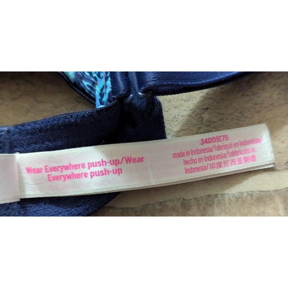 PINK Victoria's Secret sz 34DD Wear Everywhere Push Up Bra underwire floral 1131 - Picture 4 of 5